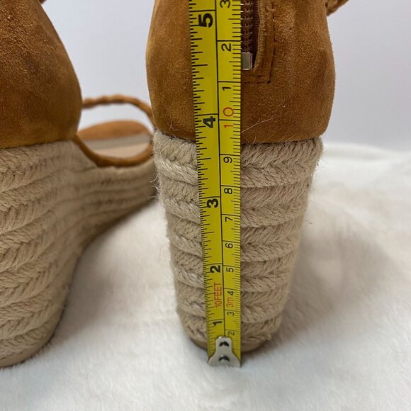 Raye Braided Suede Espadrille Wedges with Ankle Strap Tan/Beige Size 39.5/US 8.5 - Picture 5 of 15